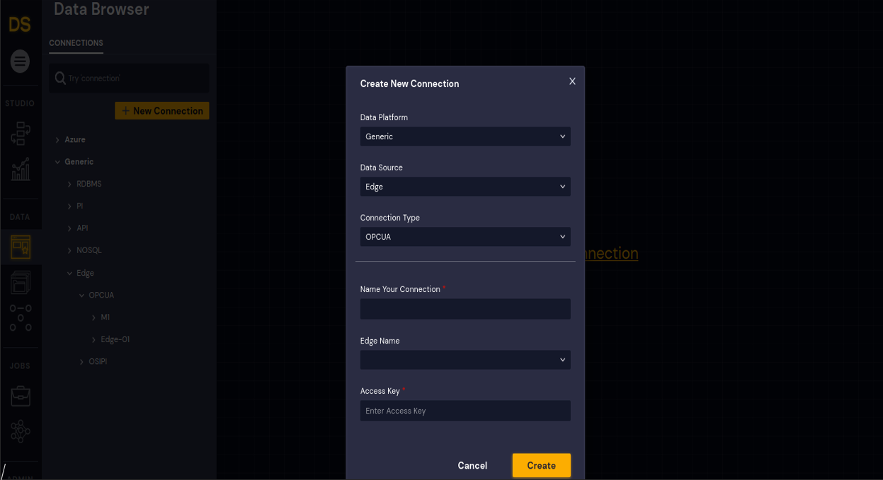 Creating Connection to an OPCUA Edge Connector